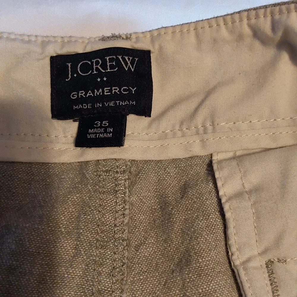 J.Crew Gramercy Mens Linen-Cotton Blend Shorts Size 35 w/ 8in Inseam Light Green